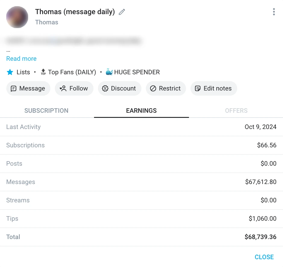 OnlyFans top spender statistics